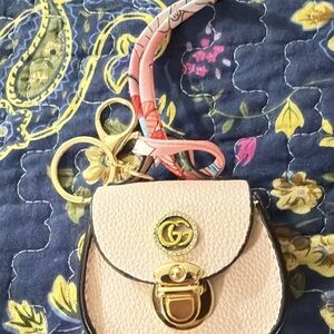 New Chic Mini Pink Bag Charm With Gold Accents